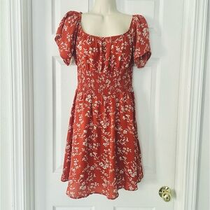 Floral Rust Orange Dress